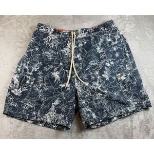 Caribbean Joe Swim Trunks Men's Large Blue Island Print Board Shorts